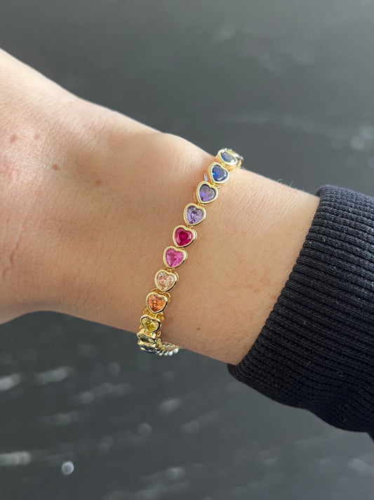Pulsera tennis corazones rainbow