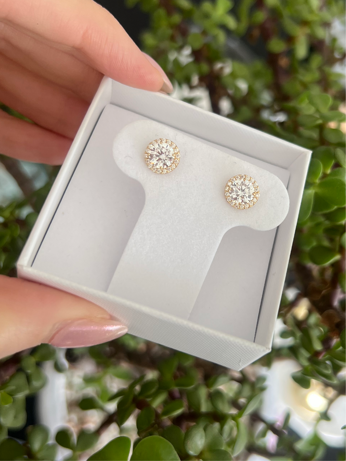 Aretes zirconia y halo cz