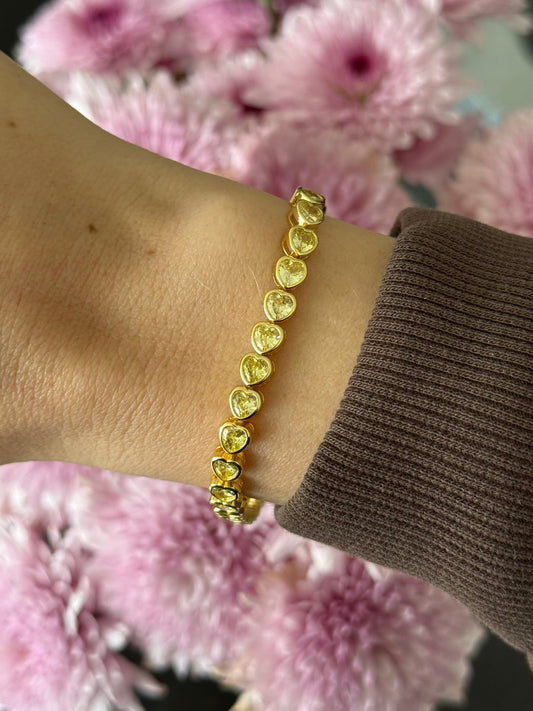 Tennis corazones cz amarillas