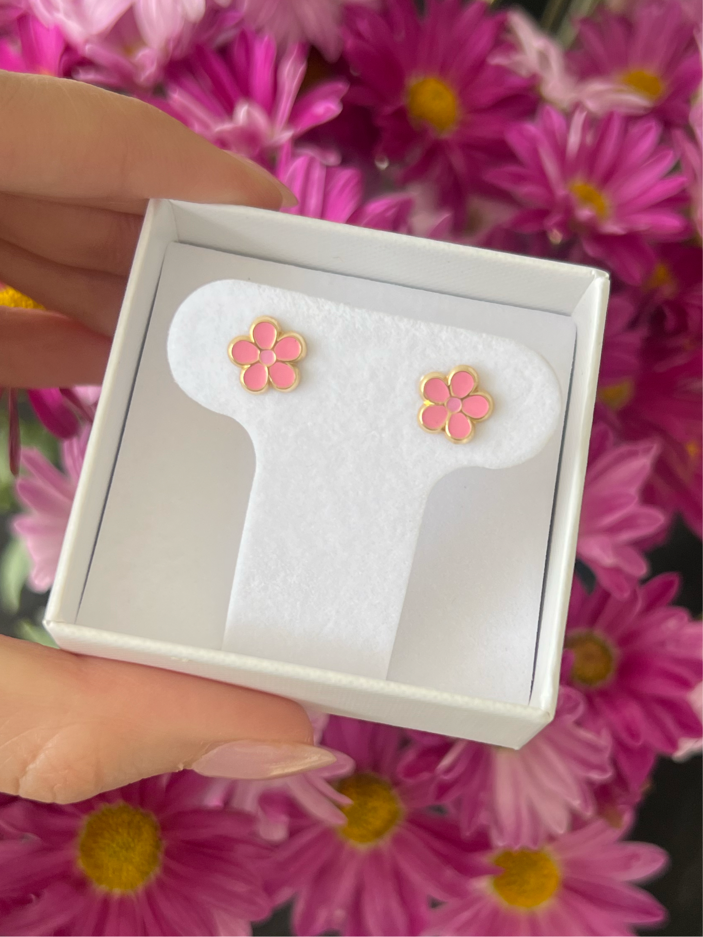 Aretes flor esmaltada grande