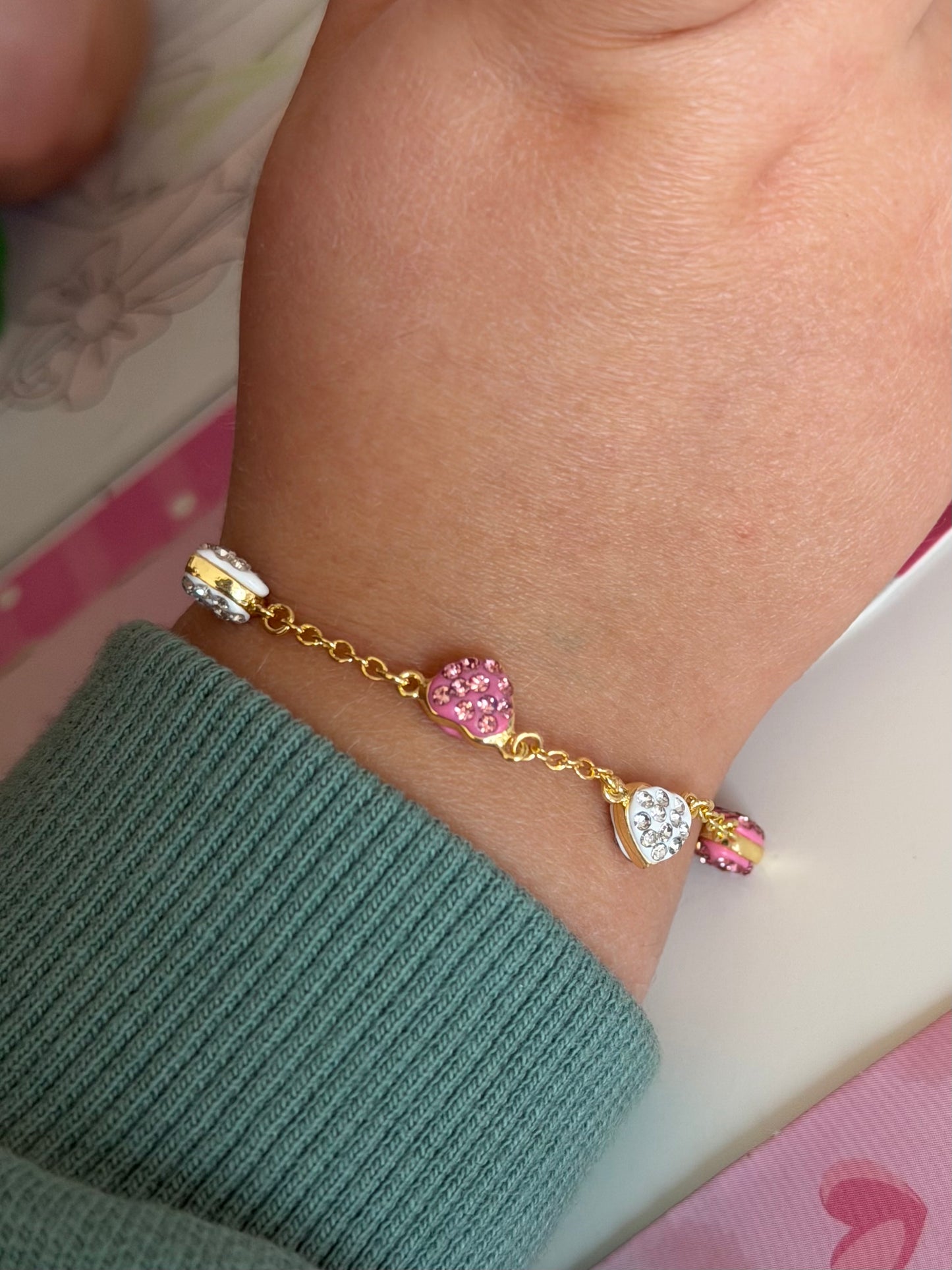 Pulsera corazones glittery