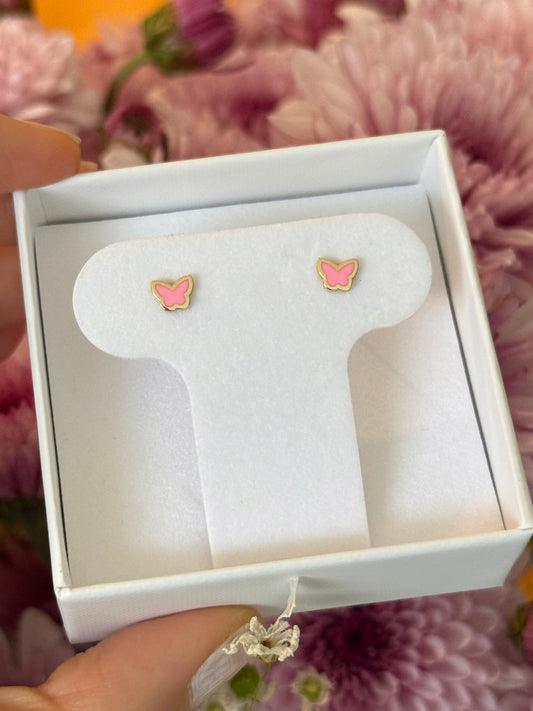 Aretes mariposas rosas