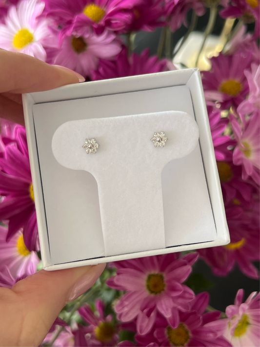 Aretes flor cz centro oro