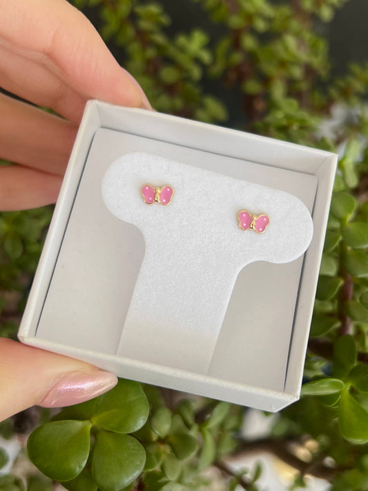 Aretes mariposa rosa