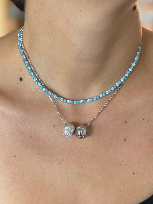 Cadena bolitas diamond cut blanco