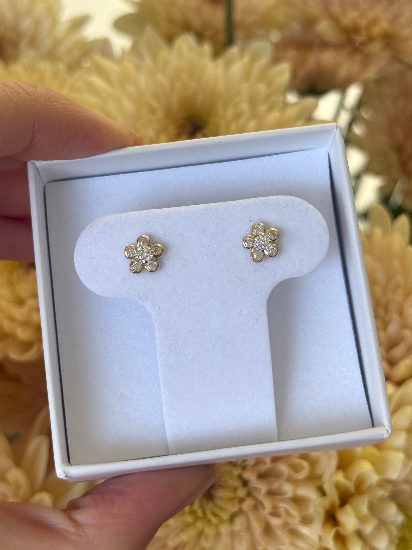 Aretes flor cz bisel