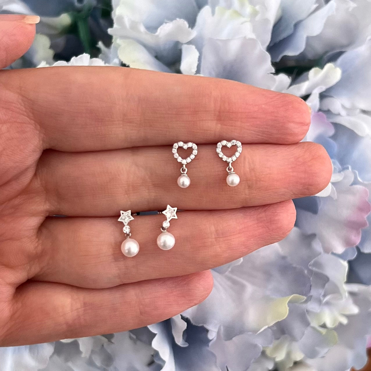 Arete de estrella con Perla colgante