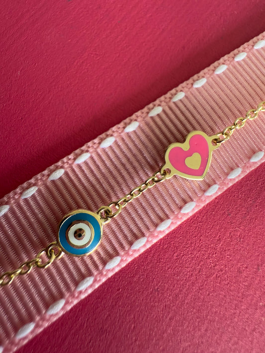 Pulsera ojo corazón rosa