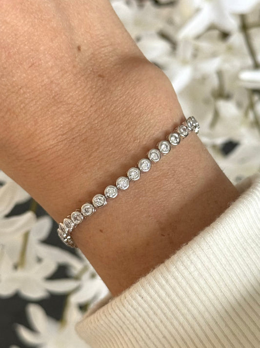 Pulsera tennis bisel blanca