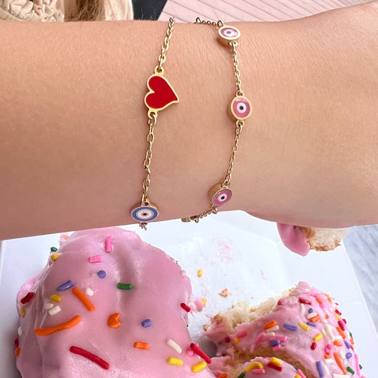 Pulsera ojo turco corazón