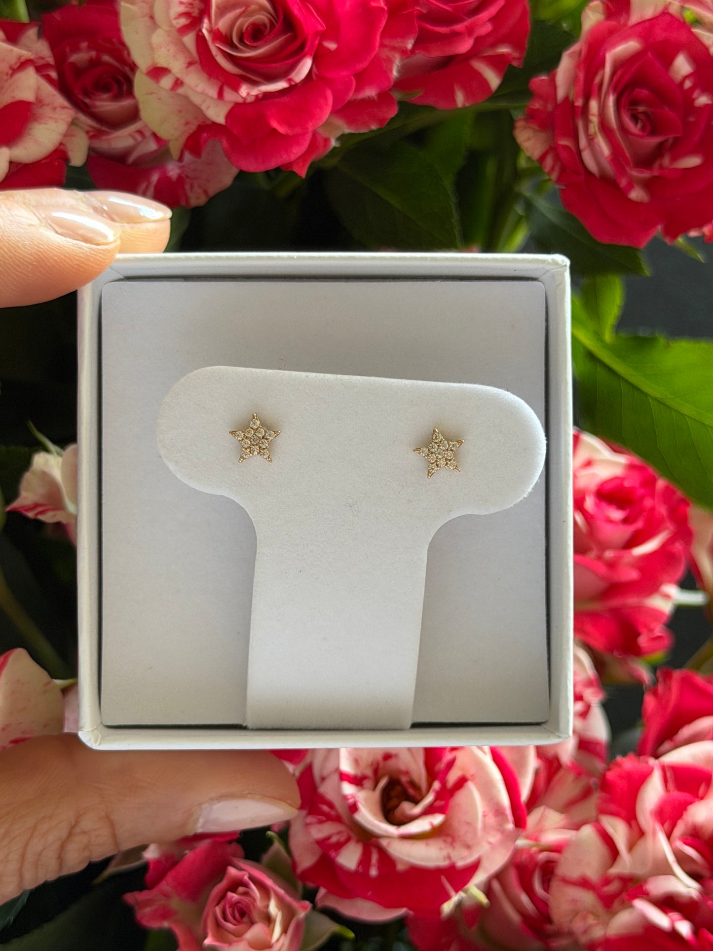 Aretes de estrella con zirconias.