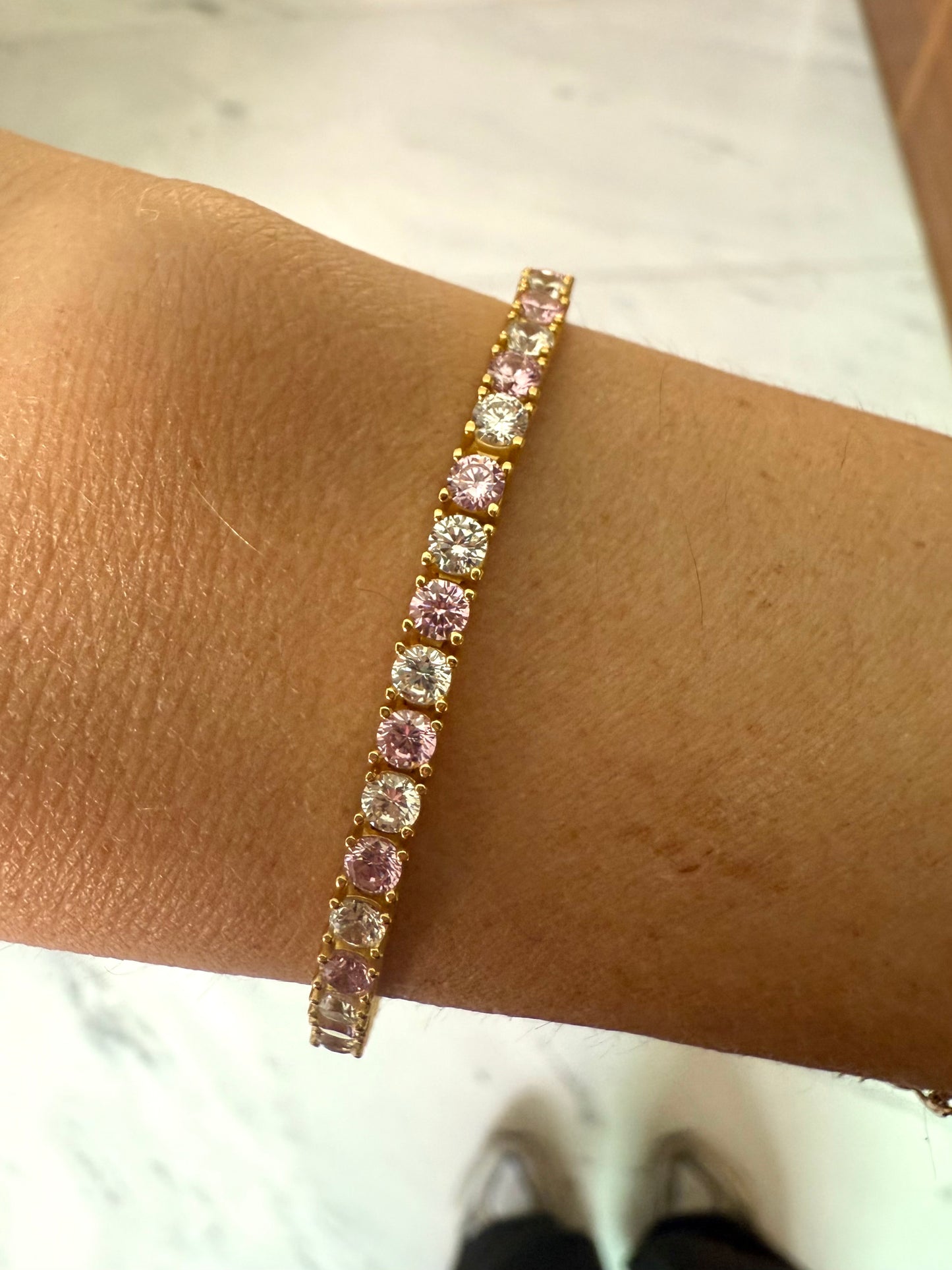 Pulsera tennis rosa/cz