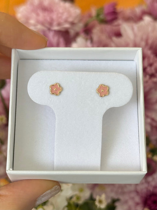 Aretes flor rosa pastel
