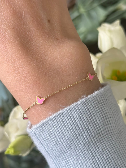 Pulsera mariposas rosas