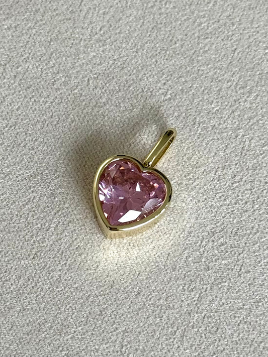 Charm corazón cz rosa