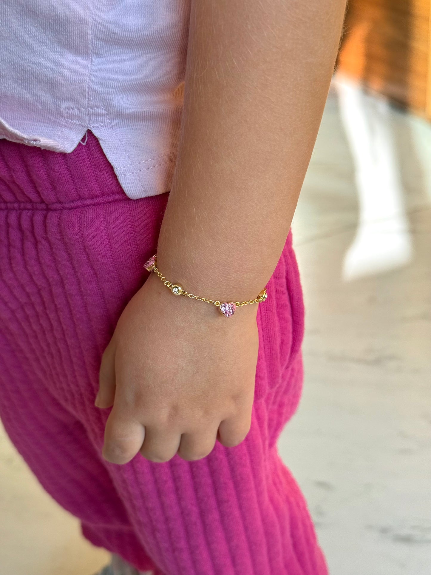 Pulsera corazón glitter y cz