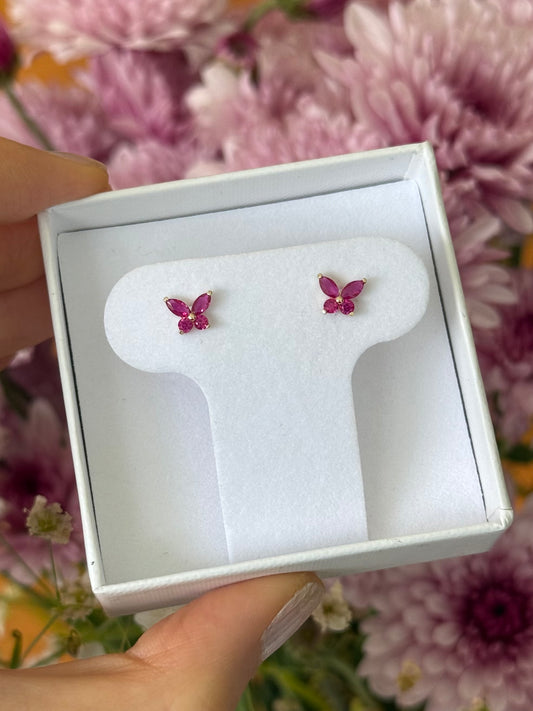 Aretes mariposa fucsia