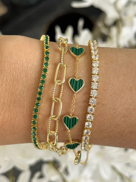 Pulsera corazones verdes
