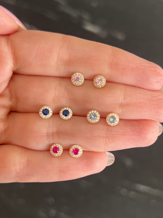 Aretes cz halo de cz chicos