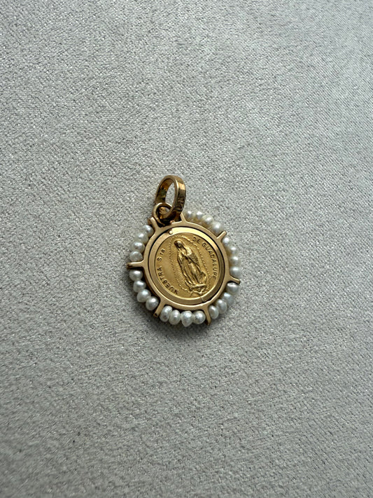 Medalla virgen oro redonda