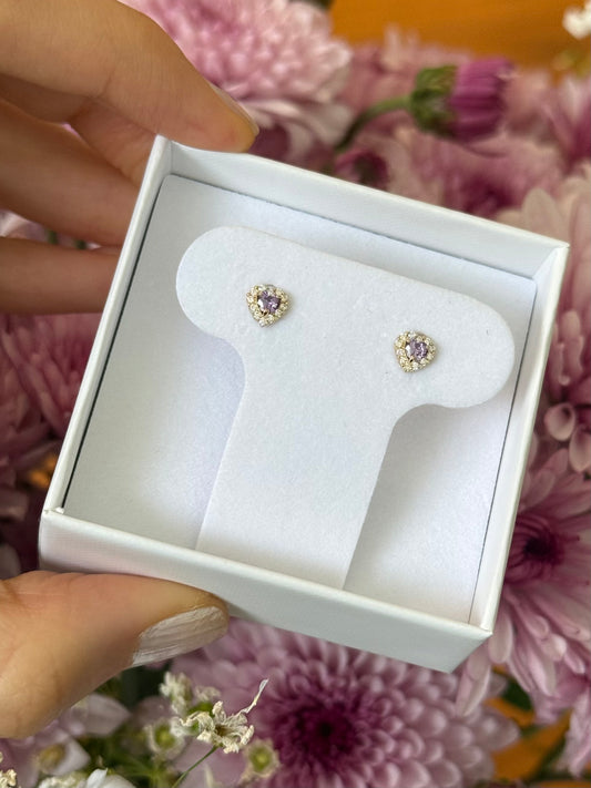 Aretes corazón morado