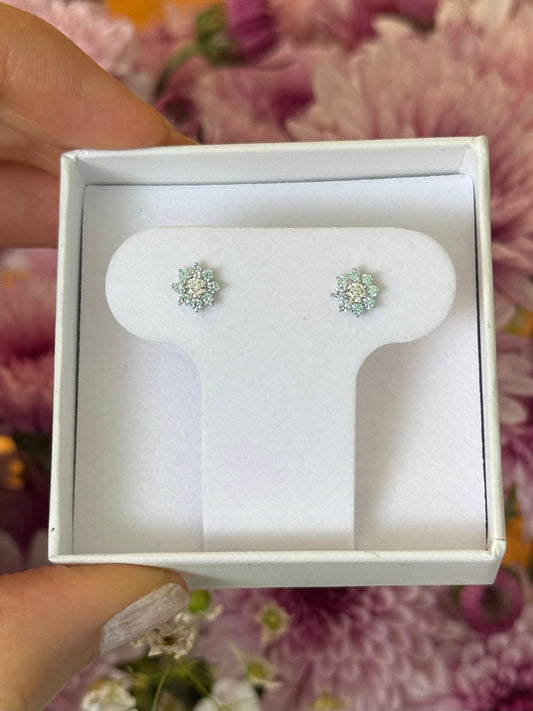 Aretes flor 8 pétalos azul ch