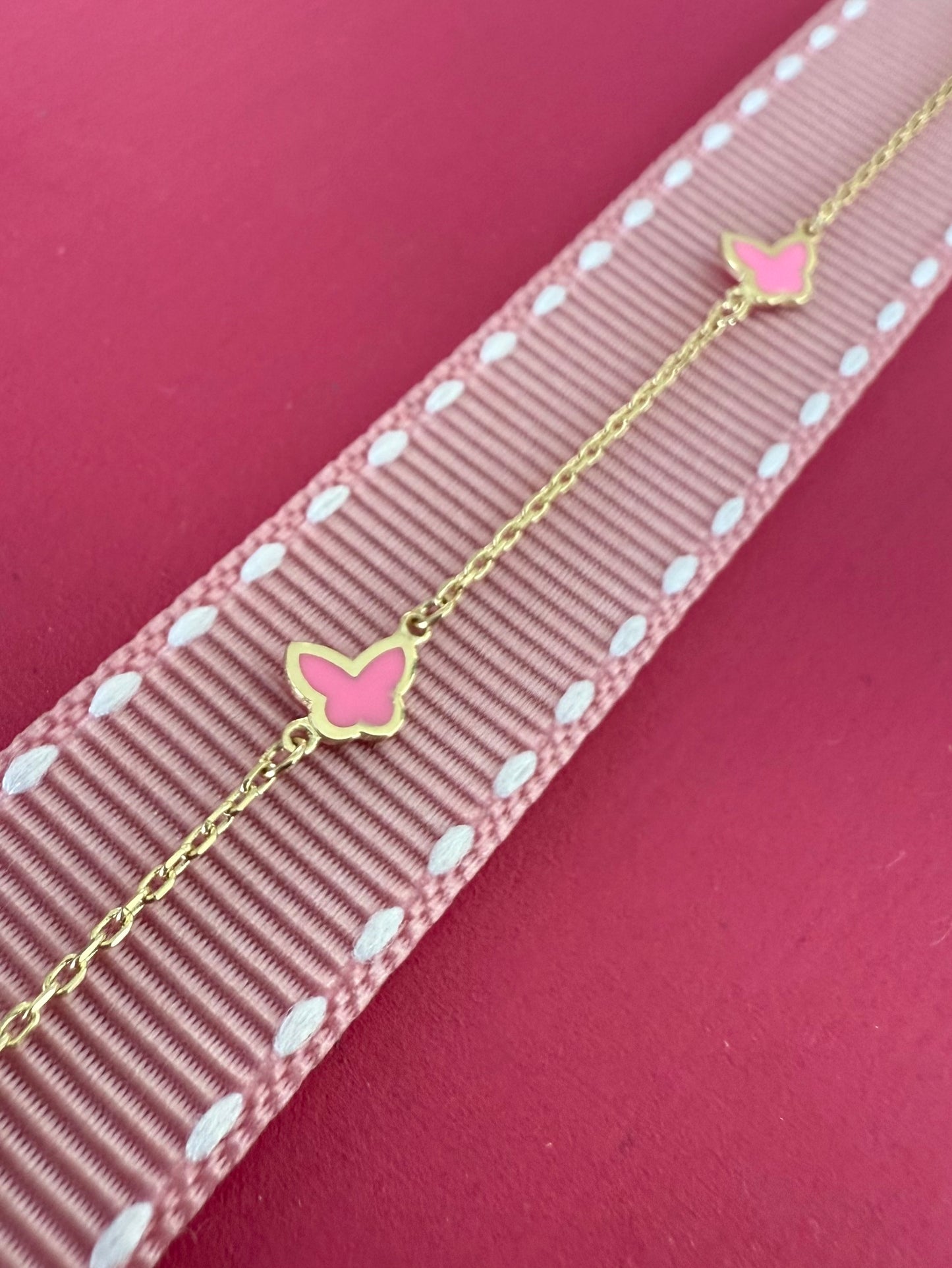 Pulsera mariposas rosas