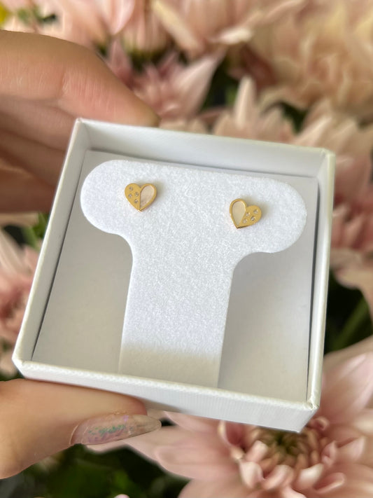 Aretes corazón mop y cz