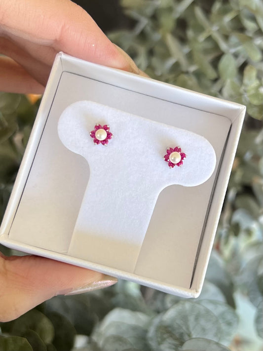 Broqueles flor con perla