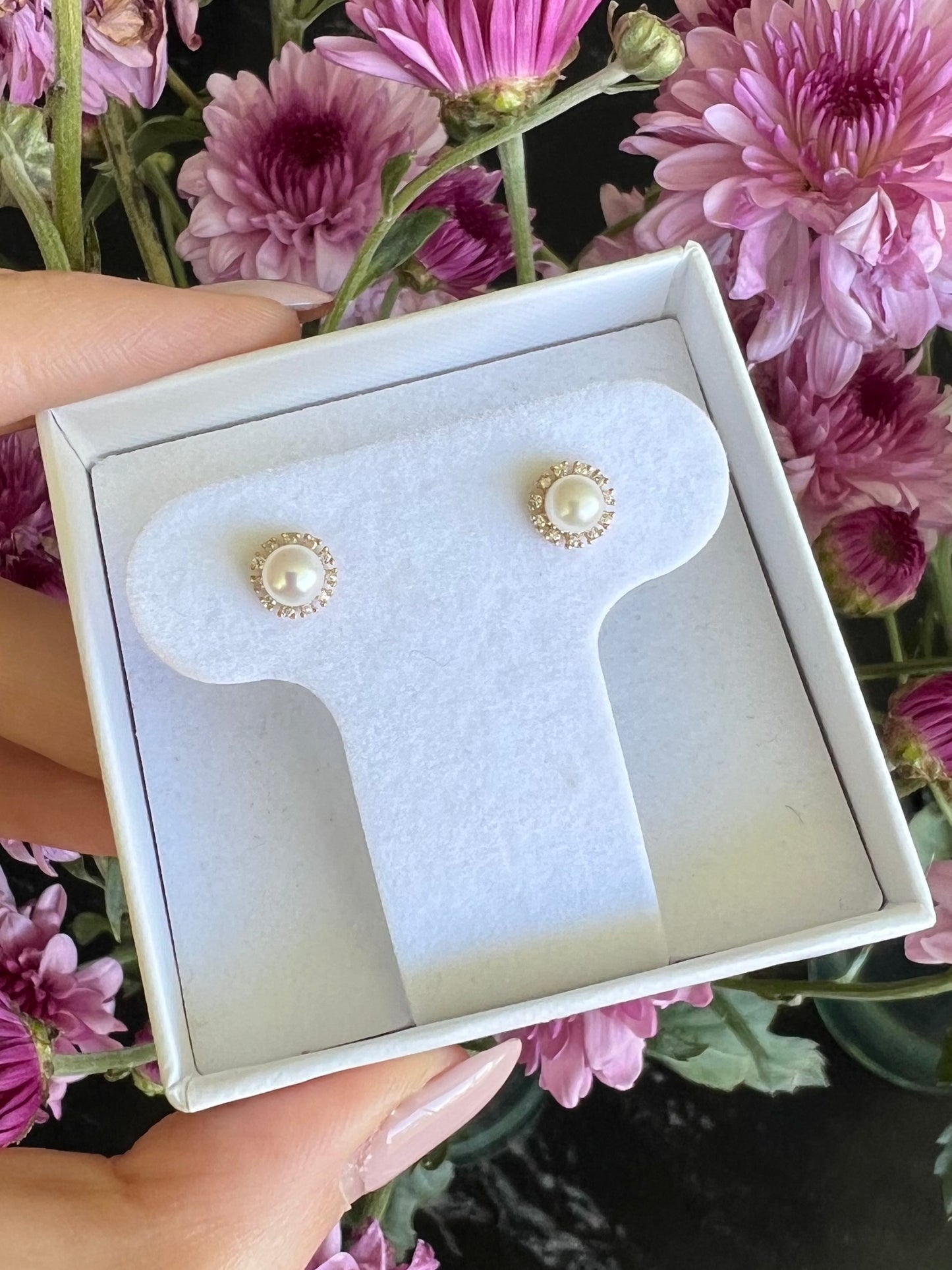 Aretes Perla con cz