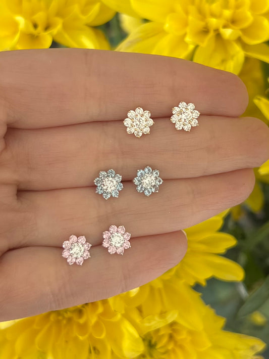 Aretes flores 8 pétalos cz