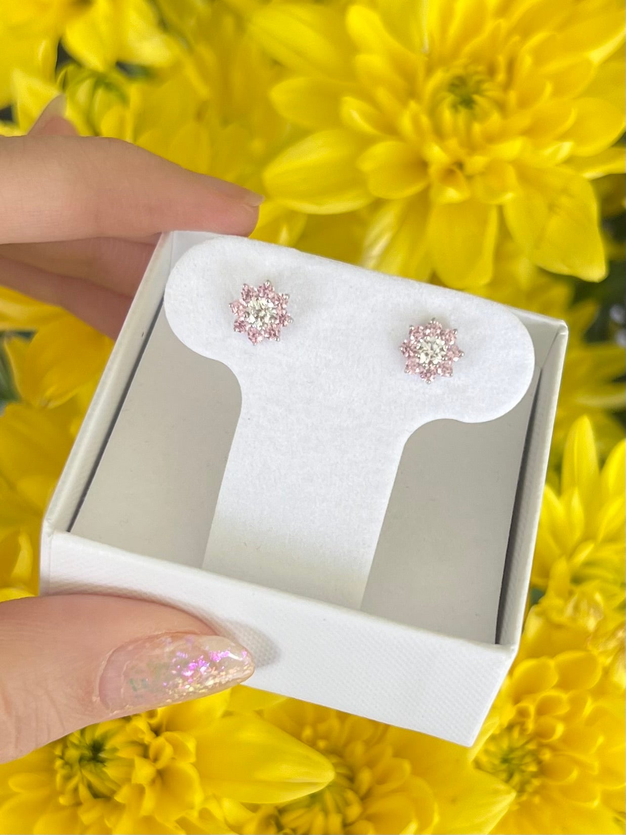 Aretes flores 8 pétalos cz