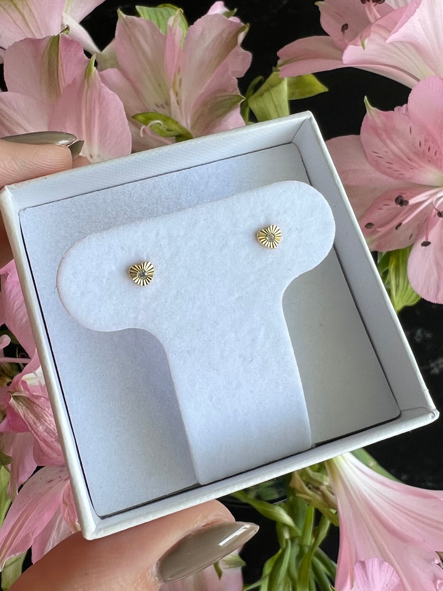 Aretes corazón diamond cut