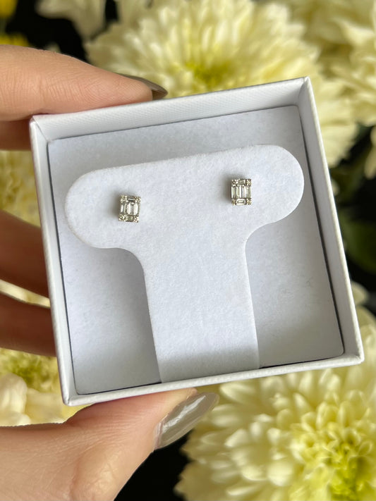 Aretes diamante baguettes