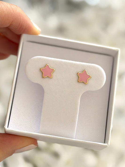 Aretes estrella rosa