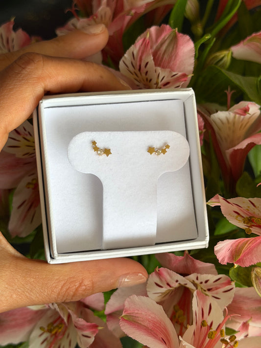 Aretes tres estrellas y una zirconia