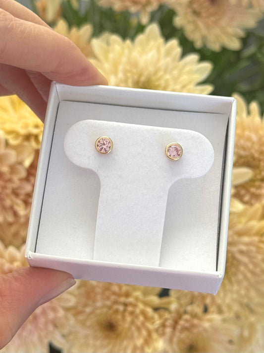 Aretes medianos cz rosa con bisel