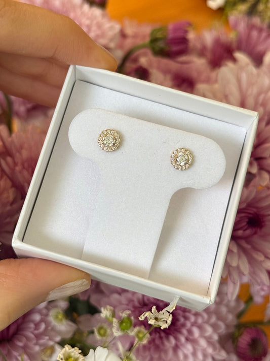 Aretes zirconia con halo cz
