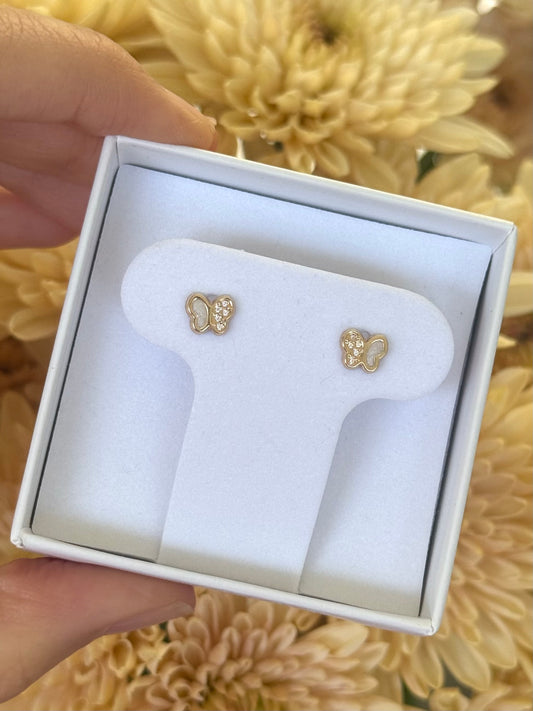 Aretes mariposa blanca y cz