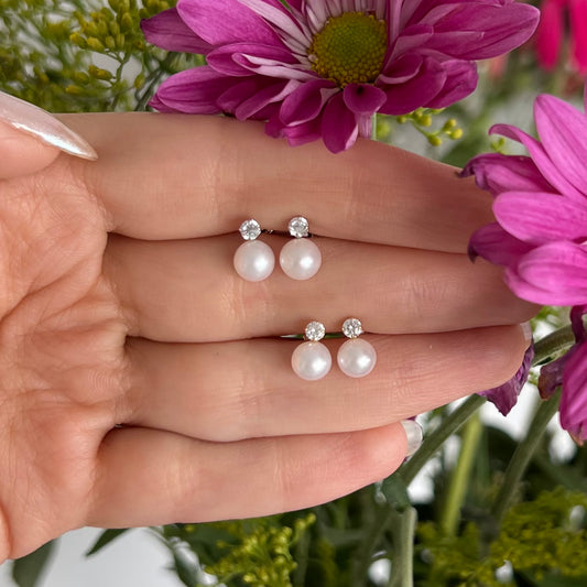 Aretes cz con perla