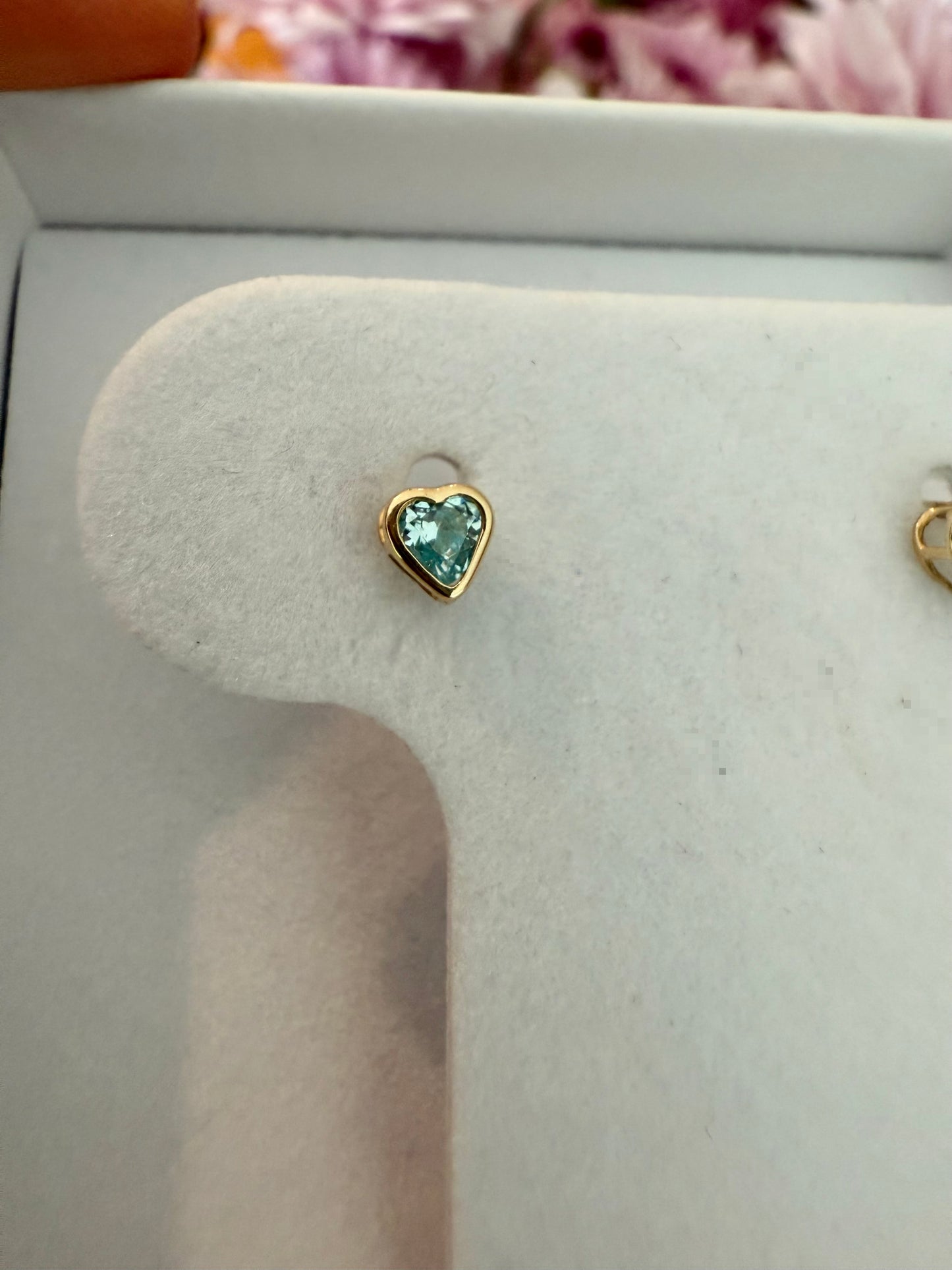 Arete corazón azul mini
