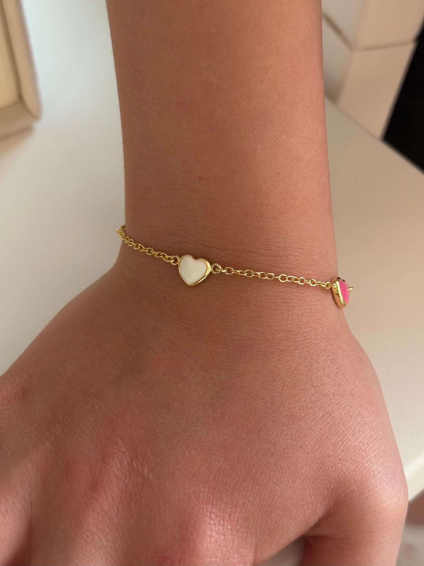 Pulsera 3 corazones esmaltados