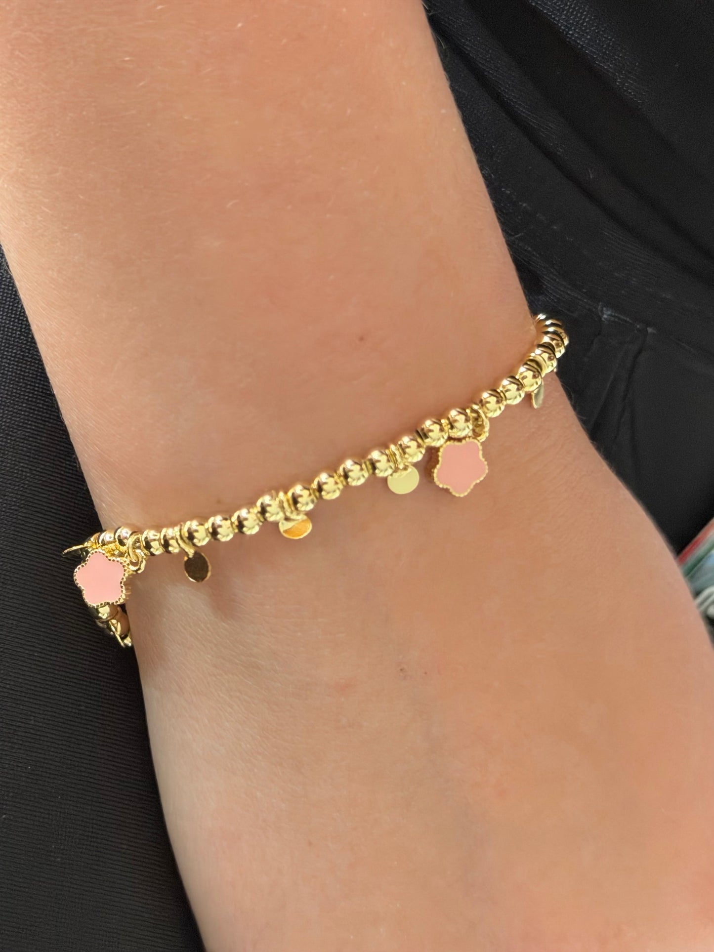 Pulsera bolitas y flores