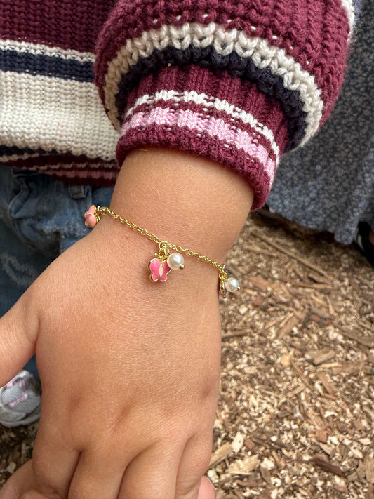 Pulsera mariposas y perla