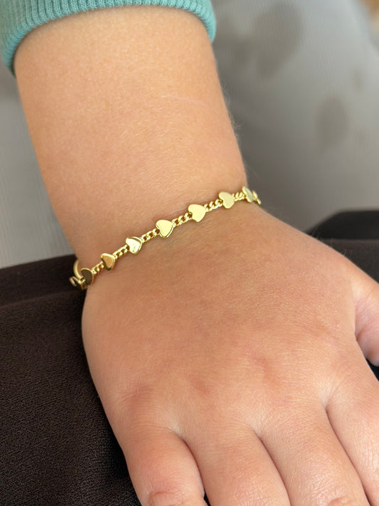 Pulsera corazones cadena Cuban mini