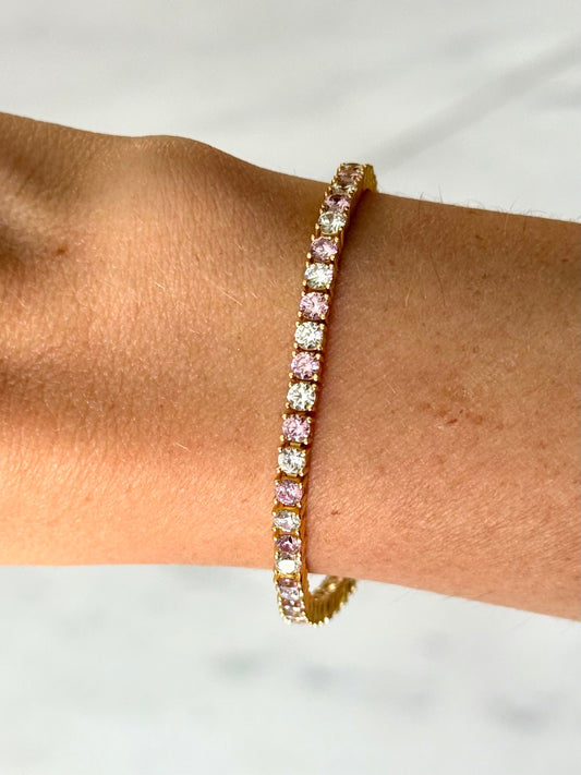 Pulsera tennis rosa/cz