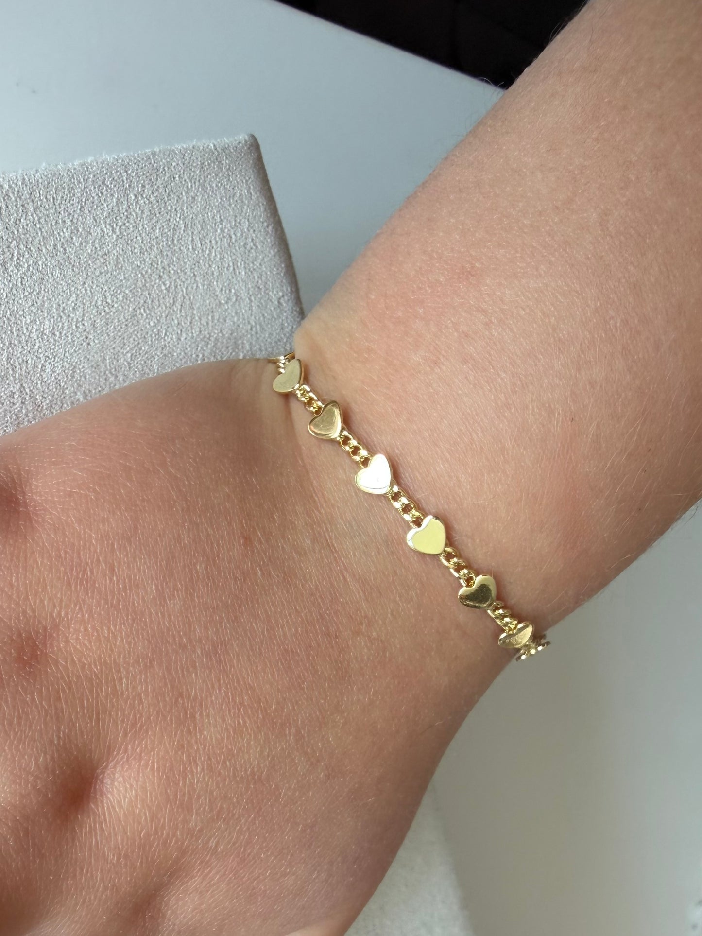 Pulsera corazones cadena Cuban mini