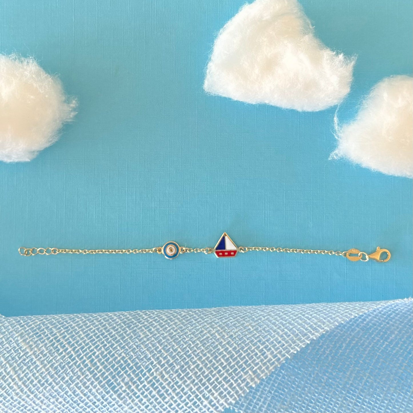 Pulsera ojo turco y barco