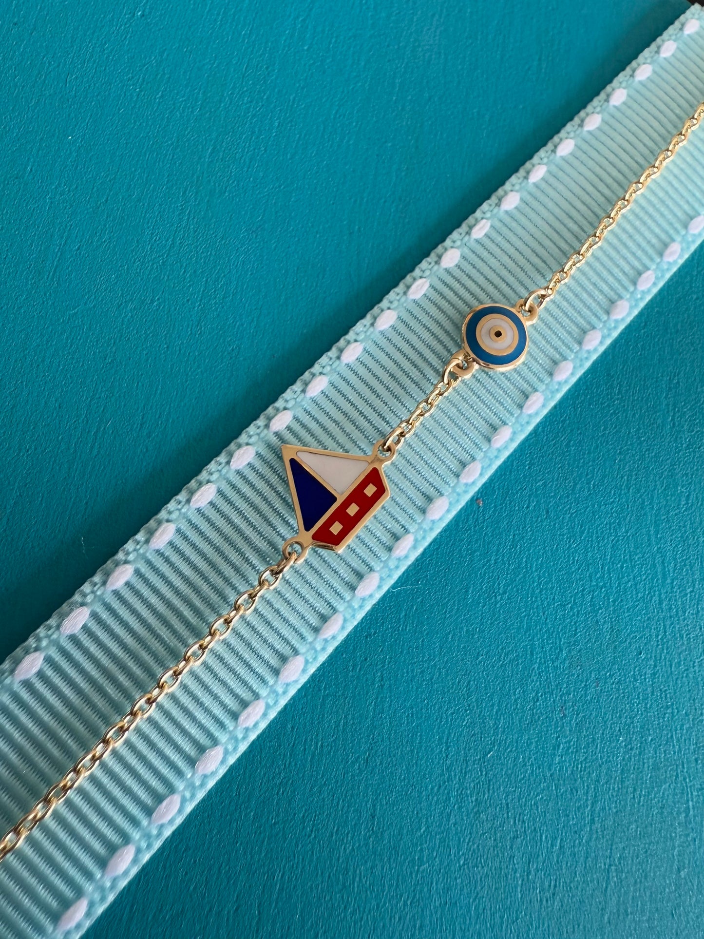 Pulsera ojo turco y barco
