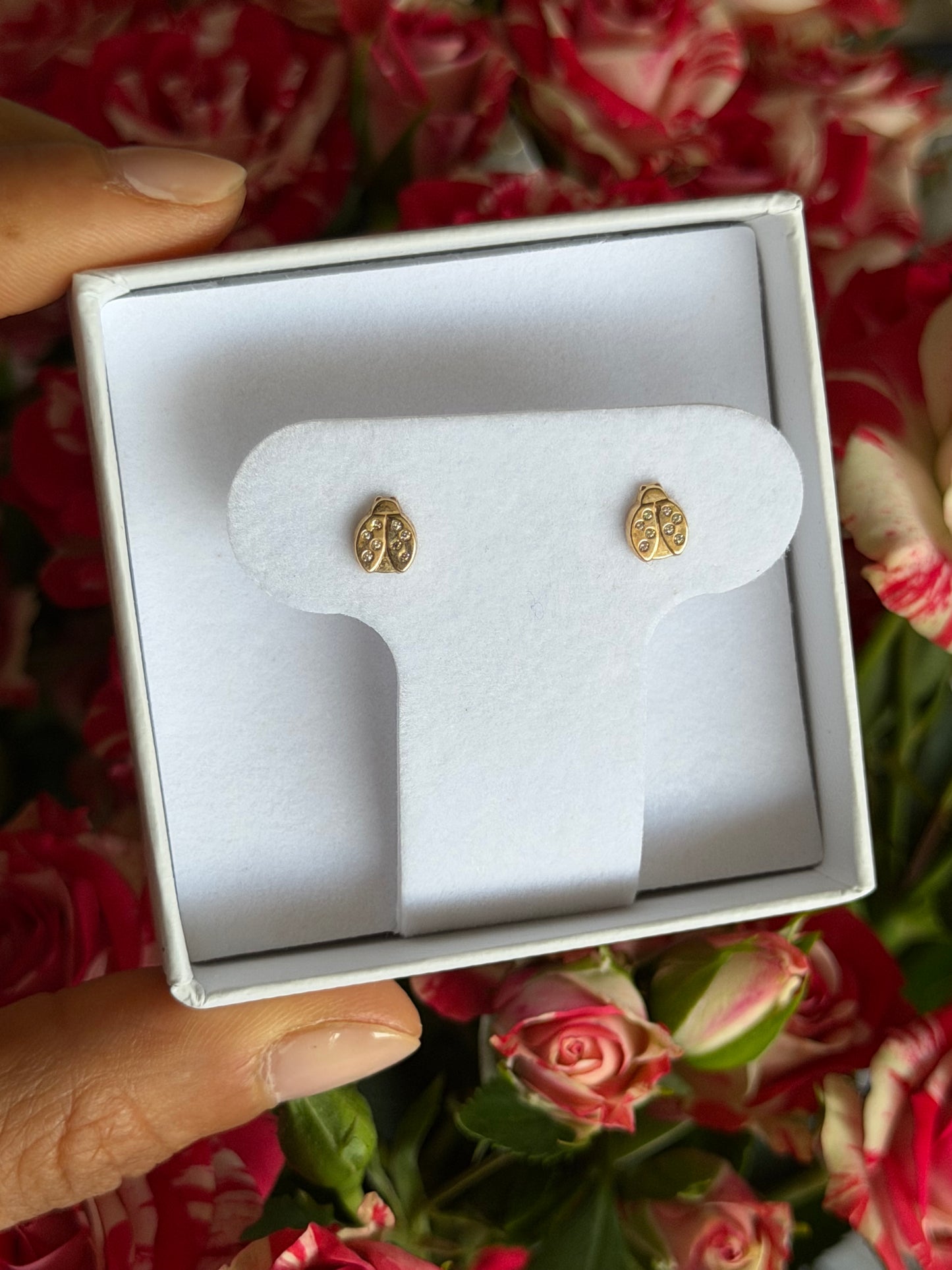 Aretes de catarina con oro de 14k con zirconia